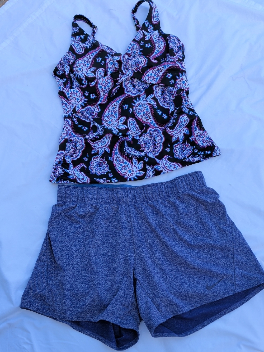 Nike Black and Blue Workout Short with Pink Accents